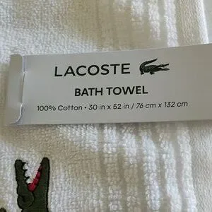New Lacoste White Bath Towels SET