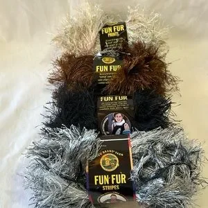 New Lion Brand Fun Fur Stripes Fun Fur Prints and Fun Fur Eyelash Yarn-4 Skeins