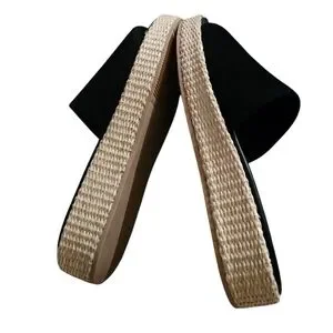 New Lisa Vicky Womens Smile Espadrille Slide Sandals Size 9.5M Black Shoe Chunky