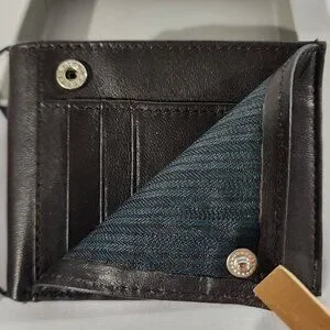 New Men's Stafford Slim Wallet Slimfold Contrasting Canvas Gen Leather Brown NWT