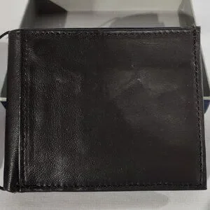 New Men's Stafford Slim Wallet Slimfold Contrasting Canvas Gen Leather Brown NWT