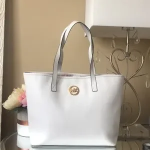 New MICHAEL Michael Kors White Leather Jet Set Travel Tote