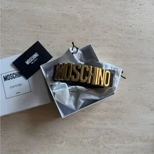 New MOSCHINO Genuine Leather Belt Black