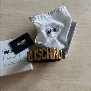 New MOSCHINO Genuine Leather Belt Black