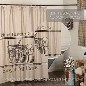 NEW Sawyer Mill Farmhouse Cotton Fabric Shower Curtain Plow Field Crops Barn