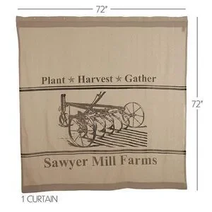 NEW Sawyer Mill Farmhouse Cotton Fabric Shower Curtain Plow Field Crops Barn