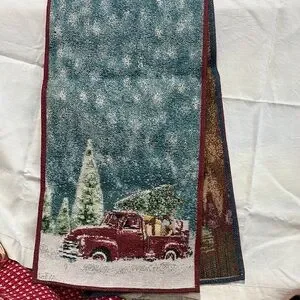 New Season's Cheer 13x70" Tapestry Runner/Truck & Tree A10