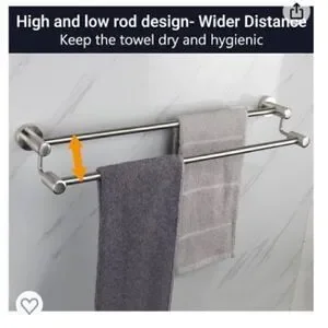 *NEW*Set Of 2 TocTen Stainless Steel Thicken Wall Mounted Double Bath Towel Bar