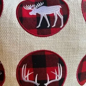 NEW Set Of TWO Embroidered Buffalo Plaid Christmas Holiday Throw Pillow Covers