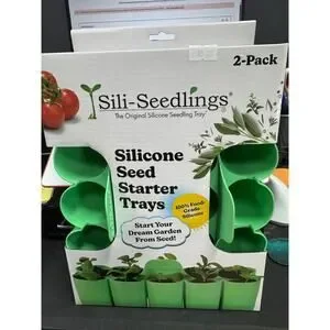 New Sili Seedlings 2Pc 10 Cell Seed Starter Silicone Outdoor Planter Jade Green