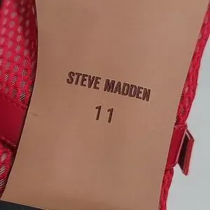 New Steve Madden Mesh Knit Mags Red Flats Lightweight Shoes With Strap Womens 11