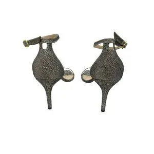 NEW Stuart Weitzman Nudist Curve Glitter Ankle Strap Heels Sandals Shoes Sz 8