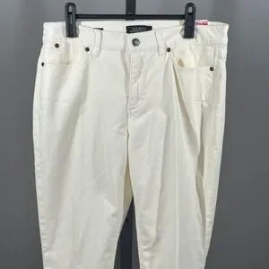 NEW Talbots Pants Womens 8 Petite Off White Corduroy Straight Leg Casual Classic