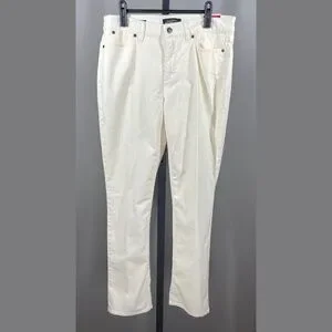 NEW Talbots Pants Womens 8 petite off white corduroy straight leg casual classic
