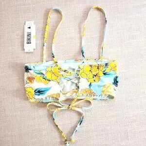NEW The Bikini Lab Spanish Bloom Lace Up Back Sz Medium