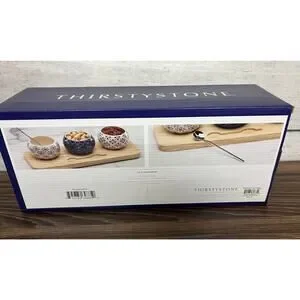 New Thirstystone 5 Piece Blue White Ceramic Condiment Set