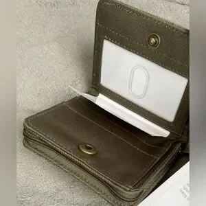 NEW Thirty One Clip N' Zip‎ Wallet Vintage Olive Green Small Compact Billfold