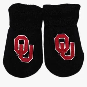 NEW Two Pair Creative Knitwear University Oklahoma Sooners Newborn Bootie Socks