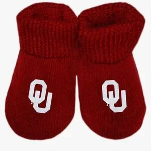 NEW Two Pair Creative Knitwear University Oklahoma Sooners Newborn Bootie Socks