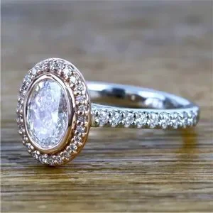 NEW Two-Tone 14k RoseGold/Sterling Silver Sim. Diamonds Ring