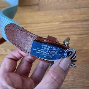 NEW Vineyard Vines Cotton Leather Belt Blue Brown Multiple Sizes NWT