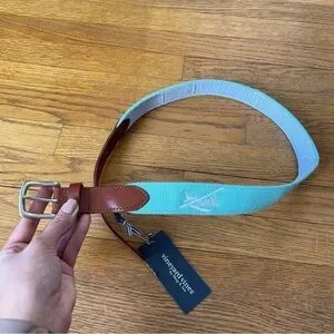NEW Vineyard Vines Cotton Leather Belt Blue Brown Multiple Sizes NWT