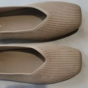 New Vivala Margot 2.0 Beige Loafers V-Cut Slip-on Square-toe Ballerina Flats 8