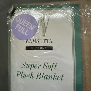 New Wamsutta Super Soft Plush Blanket Full Queen Tan Beige 90x90 Vintage