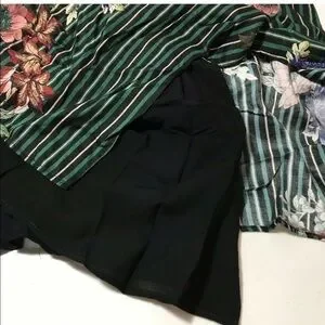 New Zara Girls Green Floral Stripe Dress 14