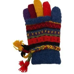NEWARI Handcrafted 100% Wool Icelandic Colorblock Gloves Adult Women Size NEW
