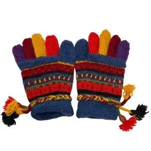 NEWARI Handcrafted 100% Wool Icelandic Colorblock Gloves Adult Women Size NEW