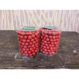 NIB Holiday Time Red Wooden Garland W/2 Variations; Set Of 5