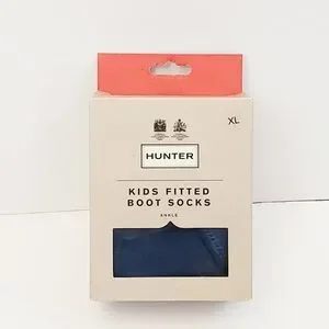 NIB Hunter Kids Fitted Ankle Boot Socks Blue Kids Size XL