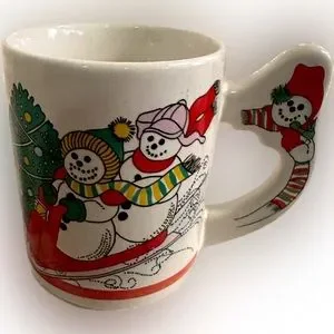 NIBVintage Holiday Snowman Mug/Cup CoffeeTea SoupTeacherGift HotCocoa Christmas