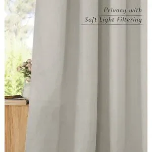 NICETOWN 2 Pc Gray Linen Curtains Privacy Light Filtering Incld 2 Pc Holdbacks