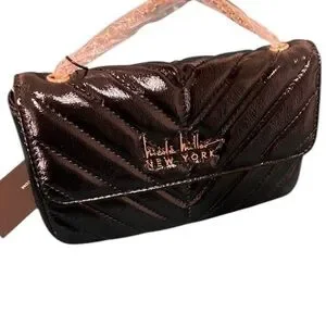 Nicole Miller Black Quilted Chain Bag Crossbody Purse Small Brand New