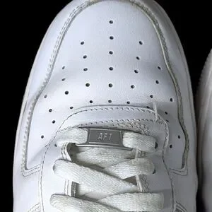 Nike Air Air Force 1 White Perforated Leather Sneakers Size Mens 13 47.5