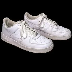 Nike Air Air Force 1 White Perforated Leather Sneakers size Mens 13 47.5