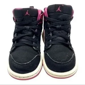 Nike Air Jordan 1 Retro High Top Black Vivid Pink Sneakers Size 9C