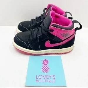 Nike Air Jordan 1 Retro High Top Black Vivid Pink Sneakers Size 9C