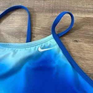 Nike Blue One Piece Swim Team Swimsuit Preworn Sz L (12-13 Yrs)