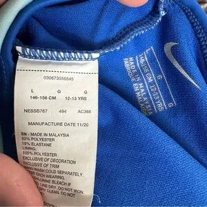 Nike Blue One Piece Swim Team Swimsuit Preworn Sz L (12-13 Yrs)
