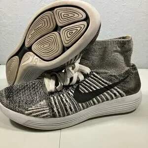 Nike Lunarepic Flyknit Running Shoes Oreo White/Black Size 6