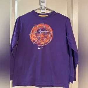 Nike Purple Long Sleeve Tee With Basketball Graphic
