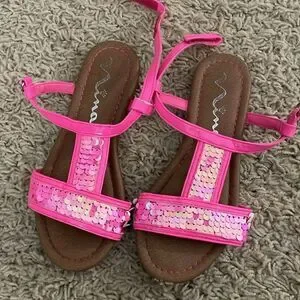 Nina Pink Sequin Sandals Size 1