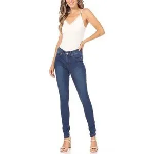 NINA ROSSI MID RISE CURVAD WAIST SUPER STRETCH JEANS.SIZE 16