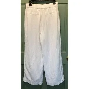 Nine West Women's Linen Blend Pants Size 8 Lined Wide-Leg Minimalistic Career