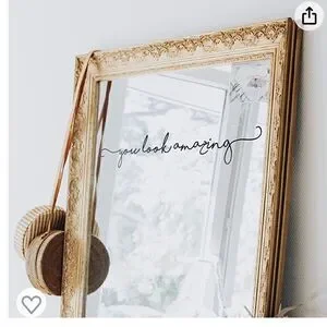 Nip peel & stick mirror sticker affirmation you look amazing - black script