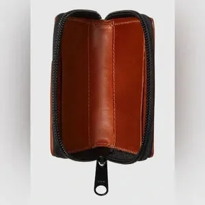 Nixon Orbit Zip Card Leather Wallet Saddle