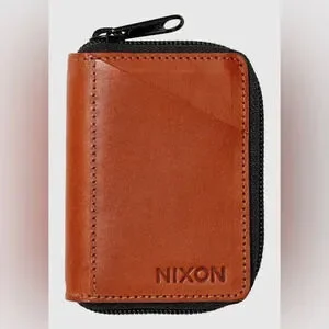 Nixon Orbit Zip Card Leather Wallet saddle
